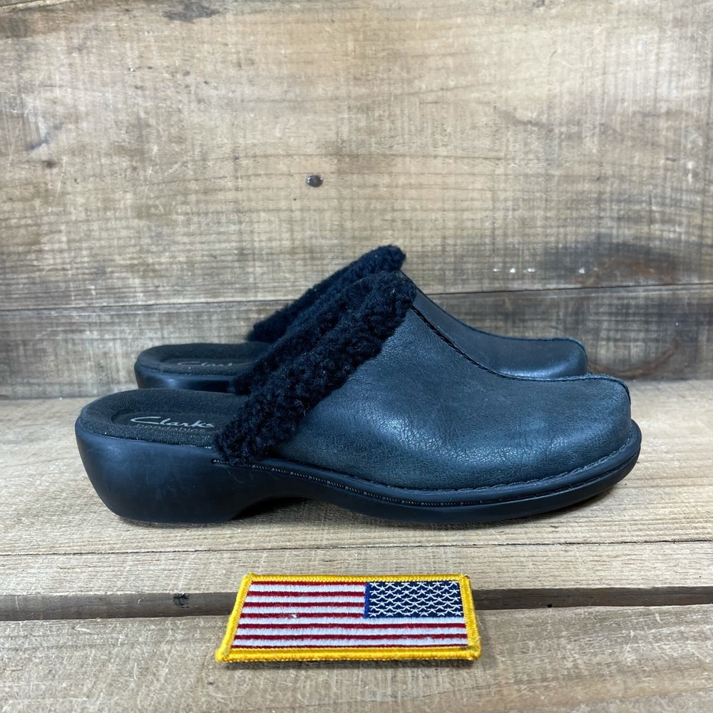 Clarks Bendables Leather/faux fur slip on